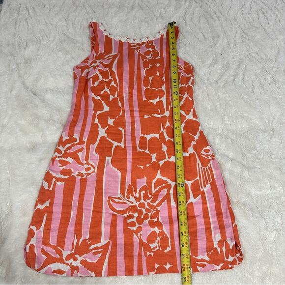 Lilly Pulitzer Size 4 Orange Pink Giraffe Print Mini Dress Summer Chic Coastal - Picture 8 of 16